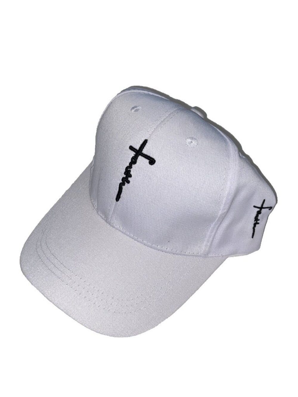 Faith Cross white Embroidered Christian Baseball Cap Adjustable Hat Jesus God